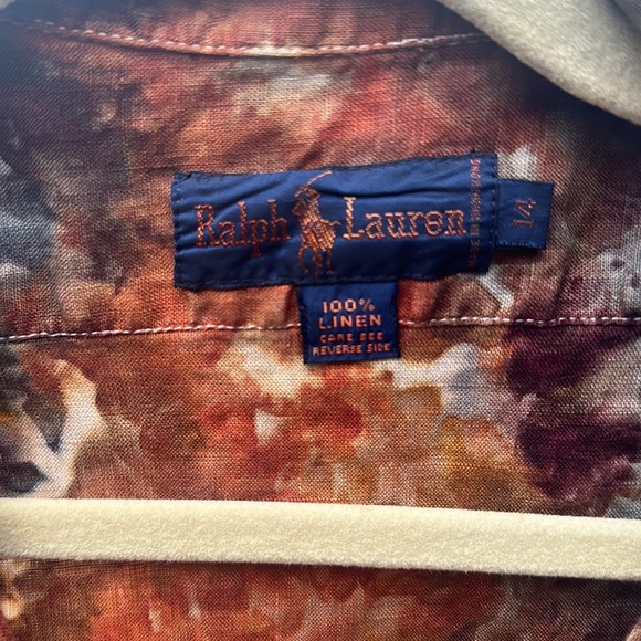 Ralph Lauren Vintage Linen button down shirt ice dyed by Allison Backman 14 - Picture 4 of 4